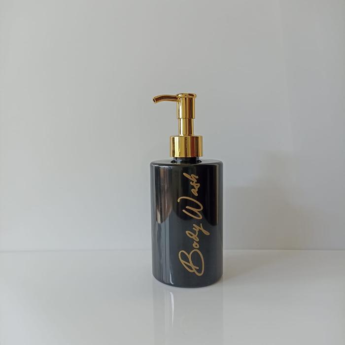 Gambar Botol Sabun Cair minimalis gold 250 ml Rf hitam Tutup Pump Luxury gold - body wast dari kemasanbotolplastik undefined Tokopedia