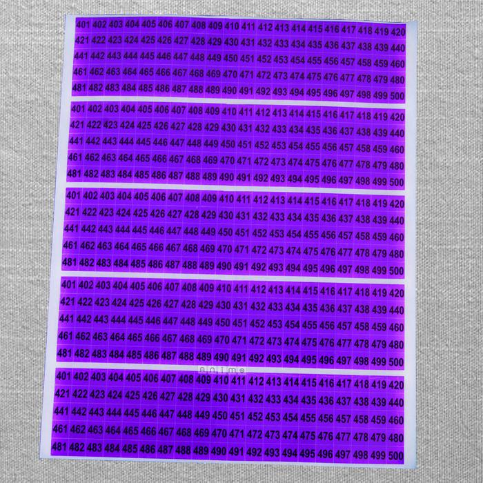 Gambar LABEL - STIKER ANGKA WARNA - STICKER NUMBERING 401 SD 500 - Ungu dari ANIMO LABEL undefined Tokopedia