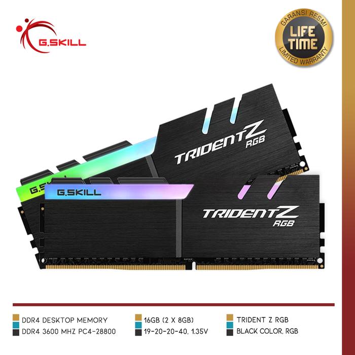 Gambar Memory G.SKILL - F4-3600C19D-16GTZRB Trident Z RGB 2x8GB DDR4 3600 dari Nano Komputer undefined Tokopedia