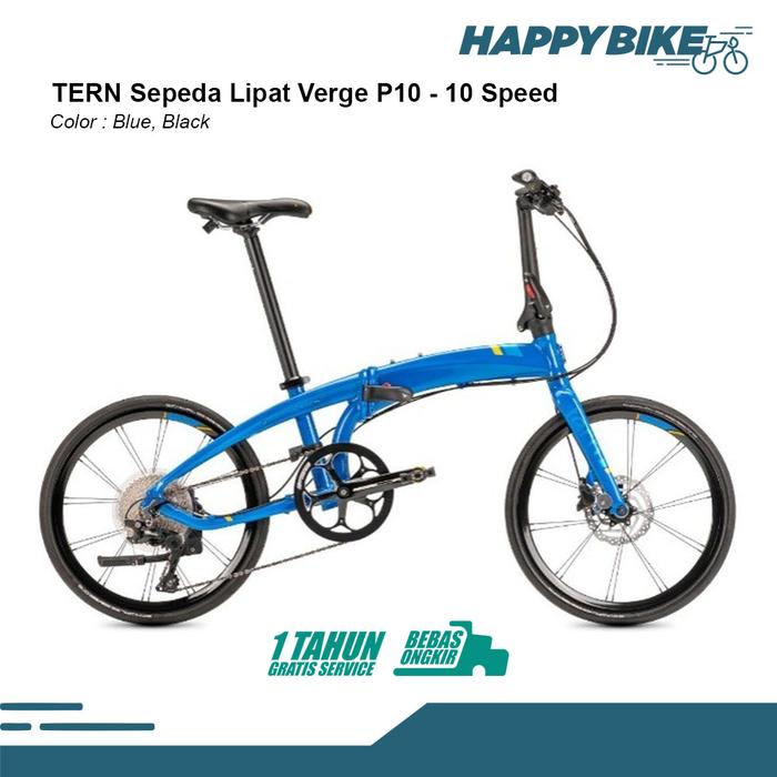 Gambar Sepeda Lipat Tern Verge P10 10Speed - Biru dari Happy Bike undefined Tokopedia
