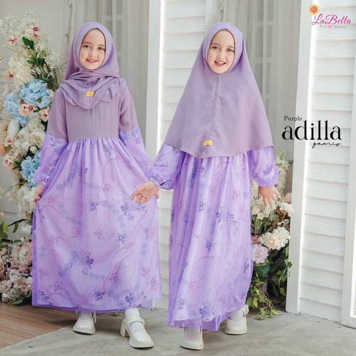 Gambar (6-14 Tahun) ADL Baju Muslim Setelan Gamis Anak Set Jilbab Labella Adilla I Dusty Pink Maroon Ungu Hijau Biru I Gaun Set Dress Pesta - PURPLE, 6 (6-7 TAHUN) dari LittleSarah Babykidshop undefined Tokopedia