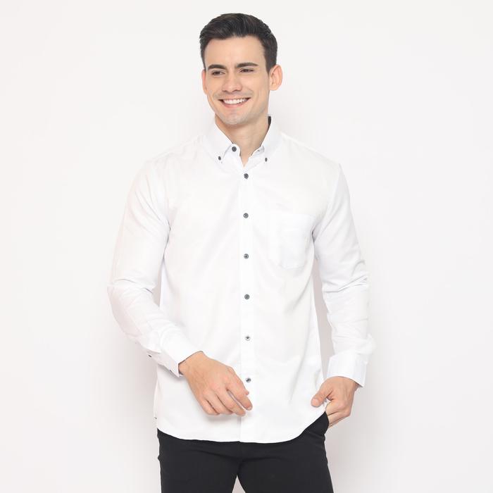 Gambar Kemeja Pria Polos Lengan Panjang M L XL XXL XXXL - Putih, L dari putratribarry undefined Tokopedia