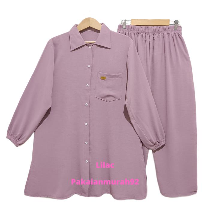 Gambar Tunik Oneset Bahan Crinkle Premium Lengan Panjang/ Setelan Wanita - Lilac dari PAKAIANMURAH92 undefined Tokopedia