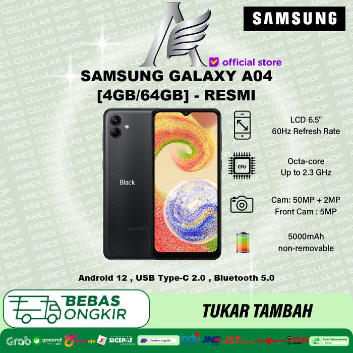 Gambar Samsung Galaxy A04 4/64 Garansi Resmi - Flash Black dari Hpsupermurah_NEW undefined Tokopedia