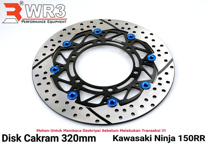 Gambar Disk Brake Cakram Piringan Depan WR3 Ninja 150RR 300mm/320mm - 320mm H-Biru dari WR3 undefined Tokopedia