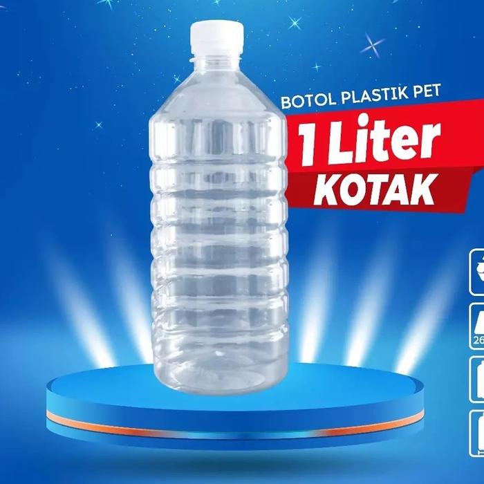 Gambar Botol 1 Liter Kotak Botol Plastik 1Liter Kotak Botol PET Model Aqua - Tutup Putih dari BINTANG PACKAGING undefined Tokopedia