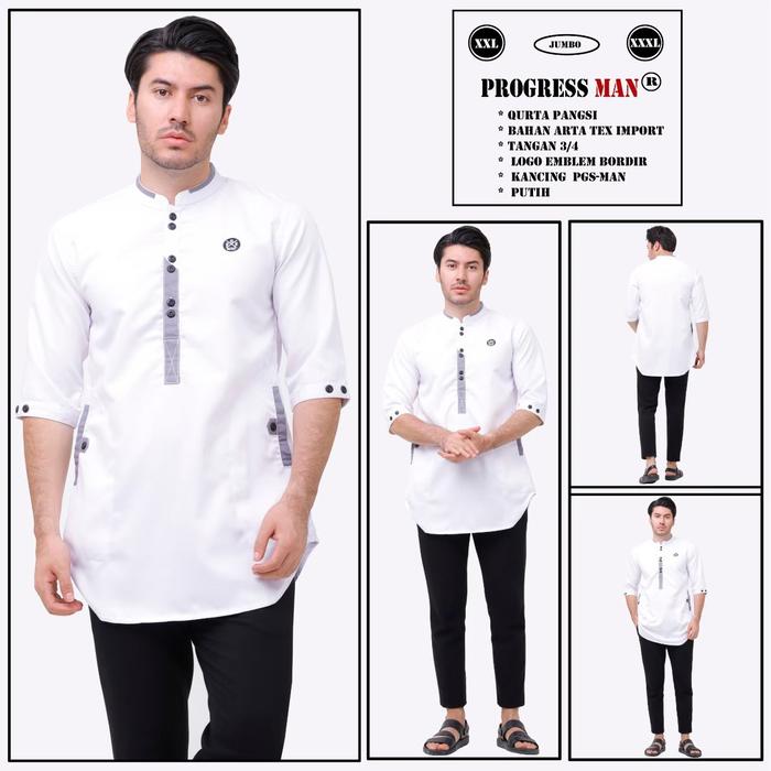 Gambar Baju Koko Pakistan Pria BIGESIZE / Baju Qurta Ukuran Jumbo/ koko XXXL - Putih, XXXL dari RASEKING.ID undefined Tokopedia