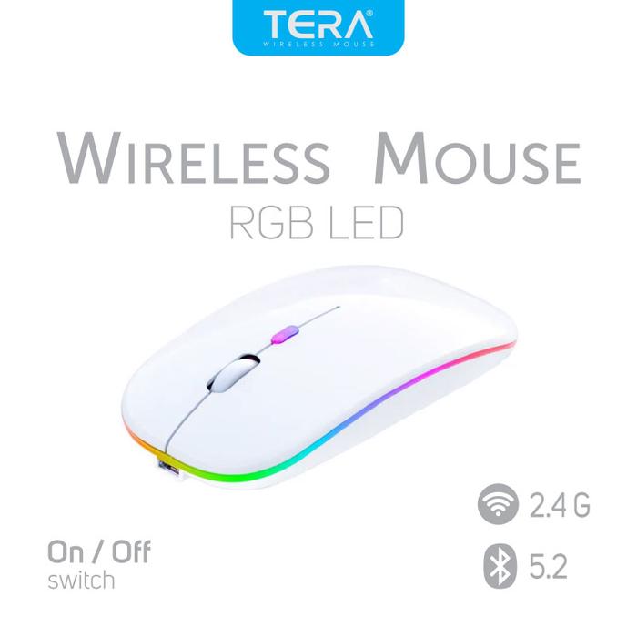 Gambar TERA Wireless Bluetooth Rechargeable RGB Led Mouse - White dari tera indonesia undefined Tokopedia