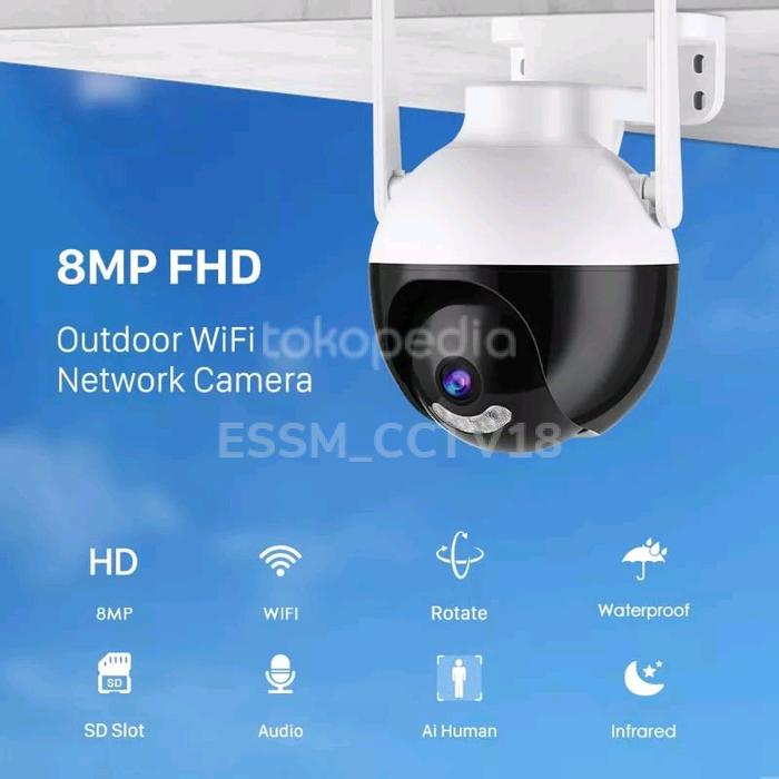 IP Camera CCTV Outdoor 1080P 8MP PTZ Speed Dome Wireless V380/V380PRO  +memory 128GB
