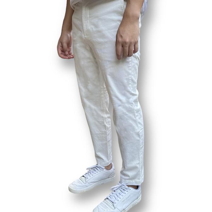 Gambar Celana UNQ Smart Ankle Slim Fit Stretch Chino Pria Cotton - White, S dari OTOMO Store undefined Tokopedia
