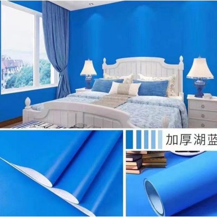 Gambar Wallpaper Sticker Dinding Polos Hijau Pekat Mewah Elegan - Biru dari NAYRIL STORE undefined Tokopedia