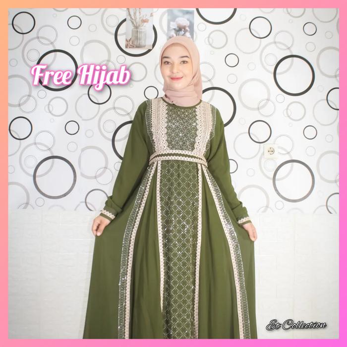 Gambar Gamis Kaftan Ceruty Modern - Dress Lebaran -Dres Kaftan Muslim Terbaru - Milo, M dari Etc Collection undefined Tokopedia