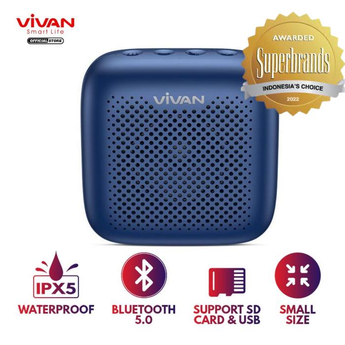 Gambar VIVAN VS1 Speaker Bluetooth 5.0 Outdoor Waterproof Support SD Card - BLUE dari Donatur official store undefined Tokopedia