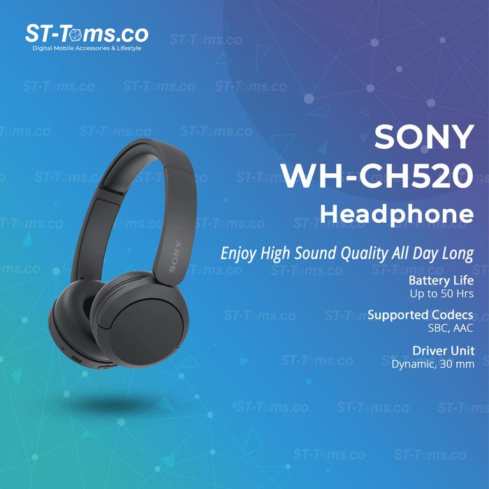 Gambar Sony WH-CH520 WHCH520 CH 520 Wireless On-Ear Bluetooth Headphones - Black dari ST-Toms.co undefined Tokopedia