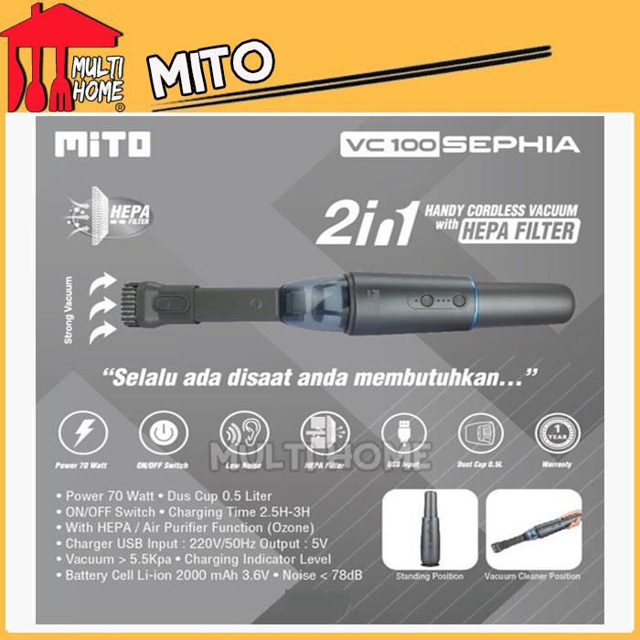 Gambar MITO Handy Cordless Vacuum Cleaner VC100 With Hepa Filter - Hitam dari Multi Home undefined Tokopedia