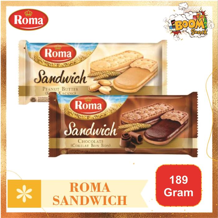 Gambar Roma Sandwich Cokelat Kacang Kemasan 189 Gram - Coklat dari Boom Snack 888 undefined Tokopedia