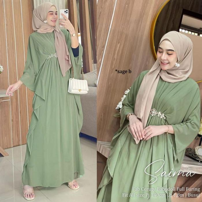 Gambar Cod - Saima Kaftan Gamis Muslim Wanita Ootd Lebaran Matt Ceruty - Moca dari Febshop27 undefined Tokopedia