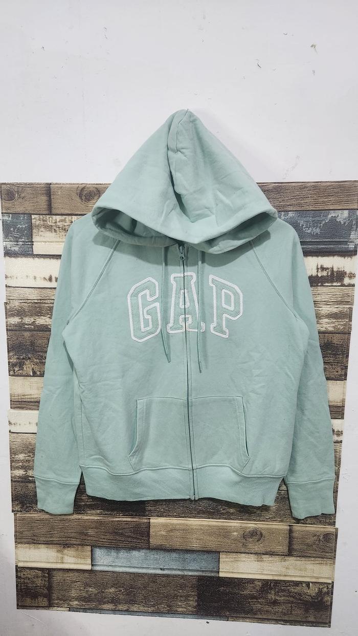 Gap Logo Bordir Zip Hoodie Tosca Size S-m