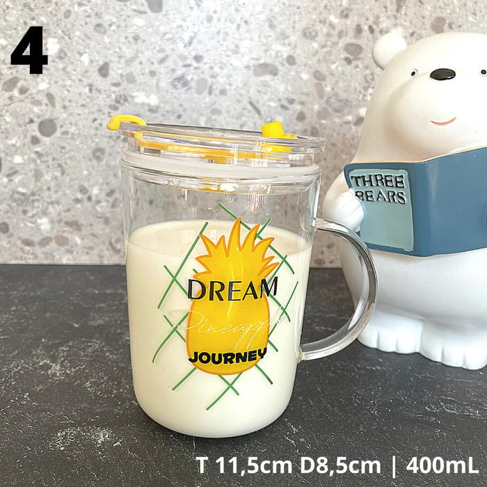 Gambar CACTO Mug Kaca Tutup Kaktus Cactus |Gelas Kaca Transparan - NENAS-04 dari Mega Indo Grosir undefined Tokopedia