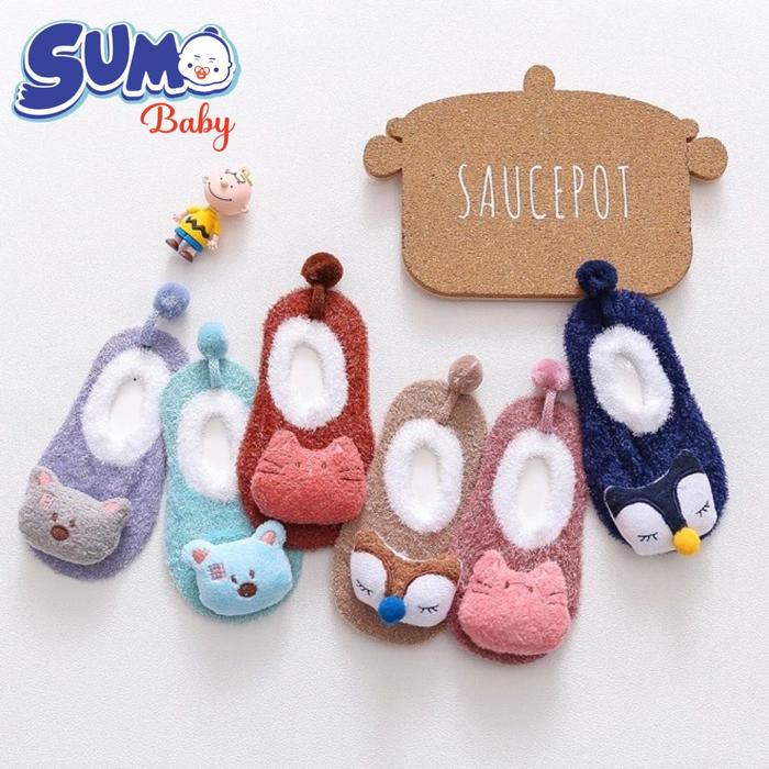 Gambar Kaos Kaki Korea Bayi baby sock Fleece Bulu Boneka Anti Selip - Ungu dari Sumo Babyy undefined Tokopedia