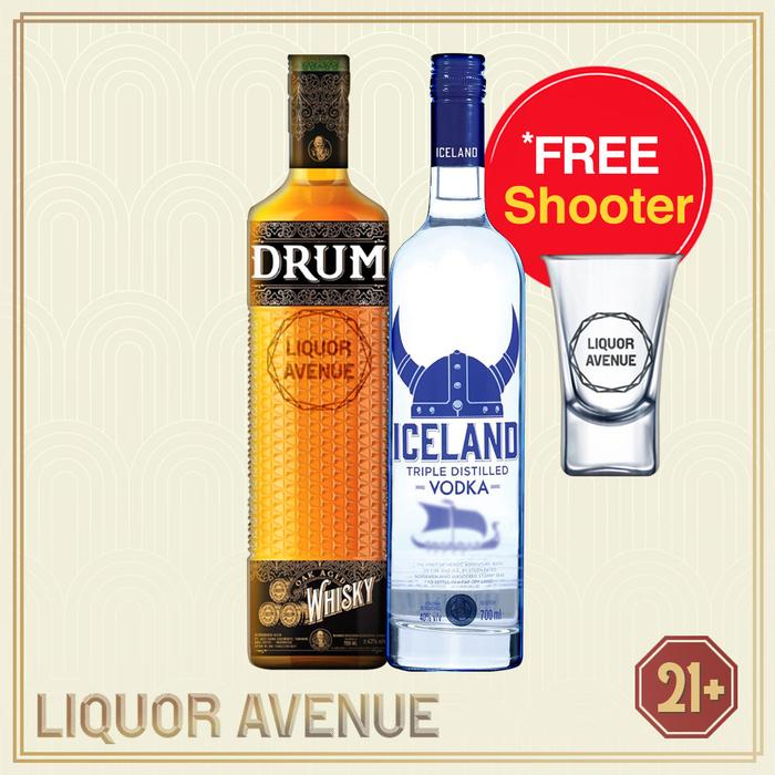 Gambar DRUM Whisky Oak Aged 700ml + ICELAND Original Vodka 700ml - Free Shooter dari Liquor Avenue_NEW undefined Tokopedia