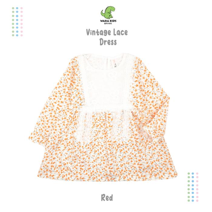 Gambar Dress Bayi Anak Perempuan Vintage Floral Lace Korean Style Import 4224 - Merah, XL dari Wakakids undefined Tokopedia