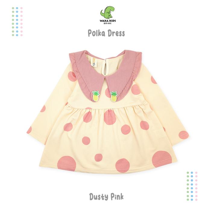 Gambar Dress Bayi Anak Perempuan Big Polka Pinnapple Korean Style Import 4221 - Dusty PInk, XL dari Wakakids undefined Tokopedia