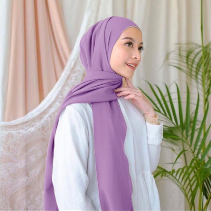 Gambar Pashmina Inner Oval Premium / Pashmina Oval Inner Premium - LILAC dari Hello Moku undefined Tokopedia
