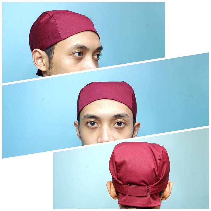 Gambar Topi Jepang Pendek Koki Chef Masak Barista Waiters Pelayan Barberman - Merah Marun dari Apron Artisan Bandung TT undefined Tokopedia