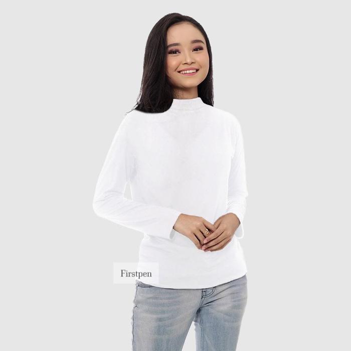 Gambar Kaos Manset Leher Tinggi Turtle Neck Polos Lengan Panjang Wanita Warna - Putih dari FIRSTPEN undefined Tokopedia