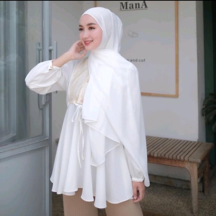 Gambar Hijab Pashmina Ceruty Babydoll Syal Muslim Burgundy Kerudung Ceruti Wanita Panjang - Bahan Favorit - Hitam, Instan - PUTIH TULANG dari Dw Hijab undefined Tokopedia