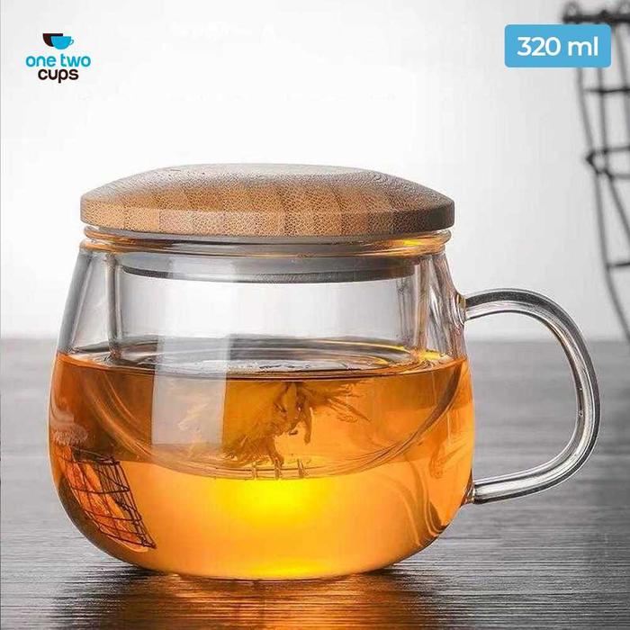 Gambar Gelas Cangkir Kaca Tahan Panas Teh Tea Cup Mug Dengan Saringan Infuser - 320ml dari RUMAH PERKAKAS 47 undefined Tokopedia
