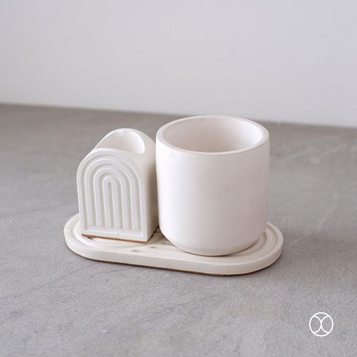 Gambar CONCREATE Desk Organizer Set Candle Holder Nubia/ Tempat Lilin - Putih dari Concreate living undefined Tokopedia