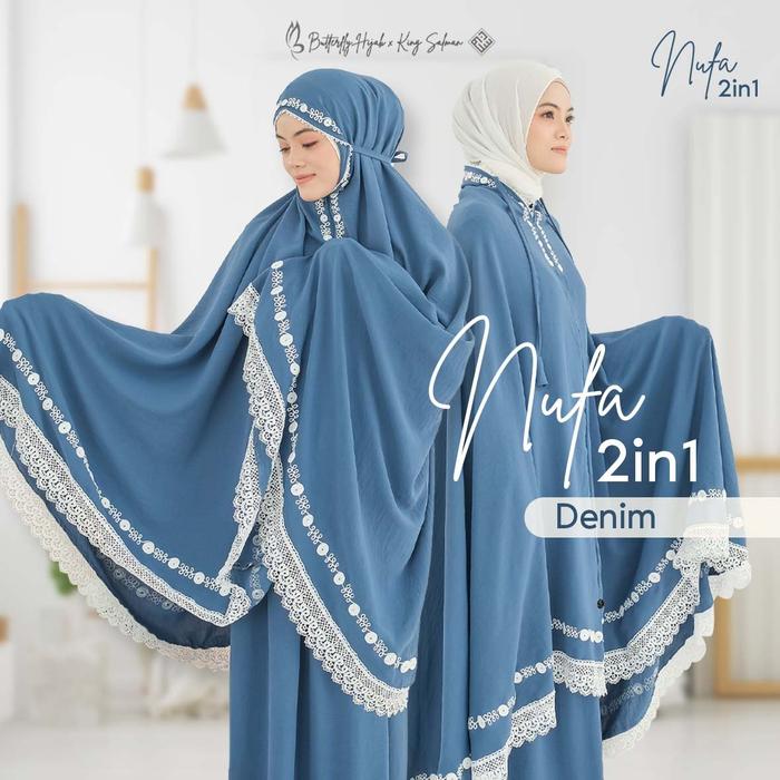 Gambar Mukena Travel Premium NUFA 2in1 Perlengkapan Ibadah Sholat Muslimah - Denim, All Size dari YADEFA-COLLECTION undefined Tokopedia