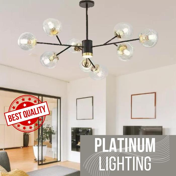 Gambar Lampu Gantung Hias Cabang Bulat Chandelier Lamp 9 Lampu 12 Lampu Hitam - 9 lampu dari Grand Golden Lighting undefined Tokopedia