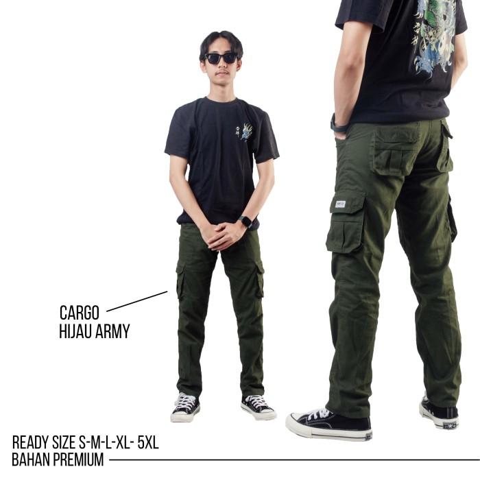 Gambar Celana cargo / kargo panjang pria hijau army slimfit premium - Hijau, XL dari jackeaststore undefined Tokopedia