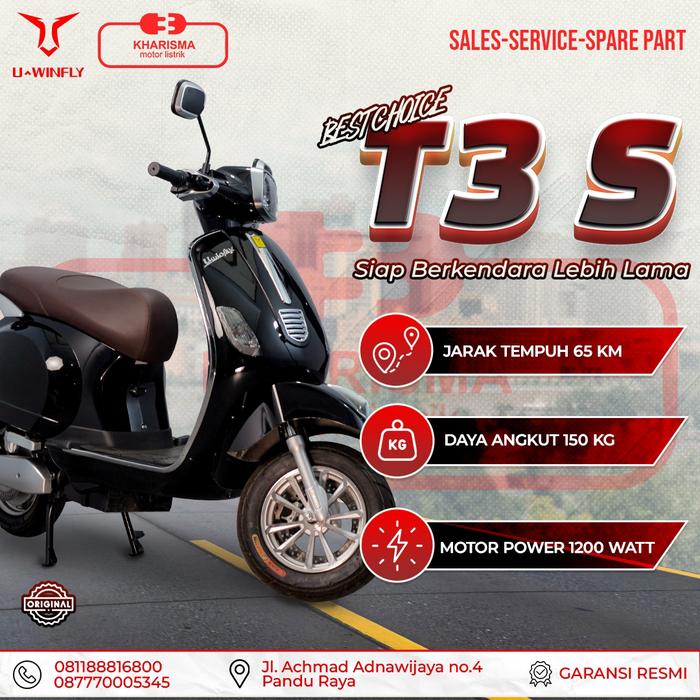 Gambar Motor Listrik New T3s 2023 Uwinfly dari KHARISMA MOTOR LISTRIK BOGOR undefined Tokopedia