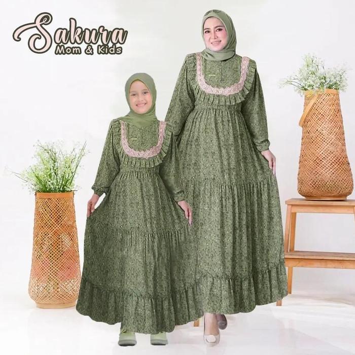 Gambar New Sakura Dress Kids&Mom Terbaru 2023 Baju Gamis Lebaran Couple - Green, Ibu+Anak 5-7 th dari AsyifaaID_Store undefined Tokopedia