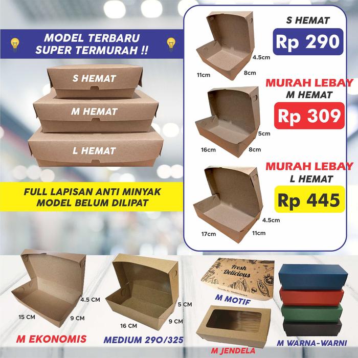 Gambar KOTAK LUNCH BOX PAPER COKLAT/PUTIH / SMALL / MEDIUM / LARGE FOODGRADE - Cokelat, XS HEMAT dari KOPILICIOUS undefined Tokopedia