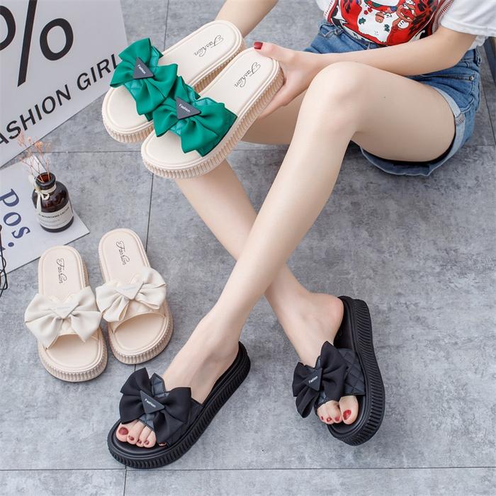 Jual Sandal Selop Wedges Wanita Pita Segitiga Import Fashion Trend