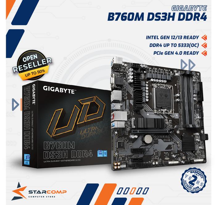 Gambar GIGABYTE B760M DS3H DDR4 Motherboard Intel LGA1700 B 760 dari Starcomp Origin undefined Tokopedia