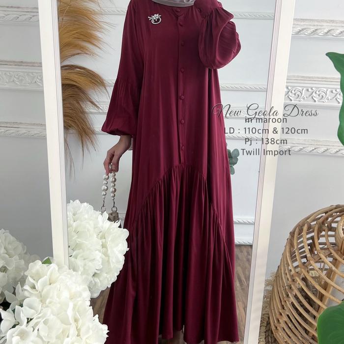 Gambar GAMIS LEBARAN MUSLIM RAYON IMPORT PREMIUM JUMBO LD 110&120|GAMIS JUMBO - Maroon dari Shoppa.stuff undefined Tokopedia