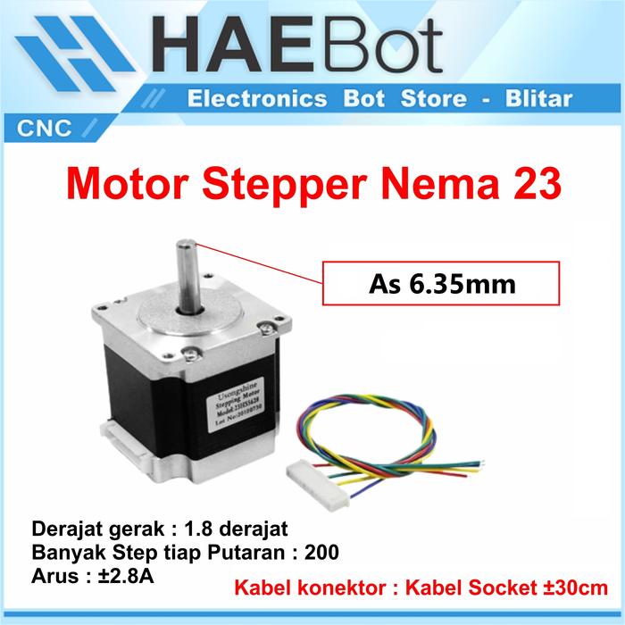 Gambar [HAEBOT] Motor Stepper Nema 23 23HS5628 1.26Nm 57 54mm 8mm 2.8A CNC 3D Printer Router Laser Plasma Plotter Drawing Laser Engraver Slider Bipolar Dinamo DC Induksi - As Shaft 6.35mm dari HAEBOT - Solusi Kebutuhan CNC undefined Tokopedia