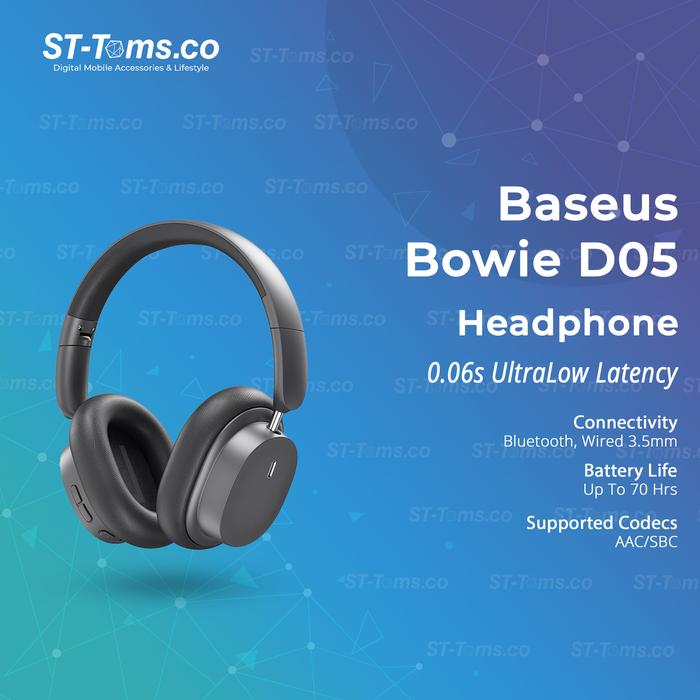 Gambar Baseus Bowie D05 Wired Wireless Headphones 70hrs Battery Life NGTD020 - Space Grey dari ST-Toms.co undefined Tokopedia