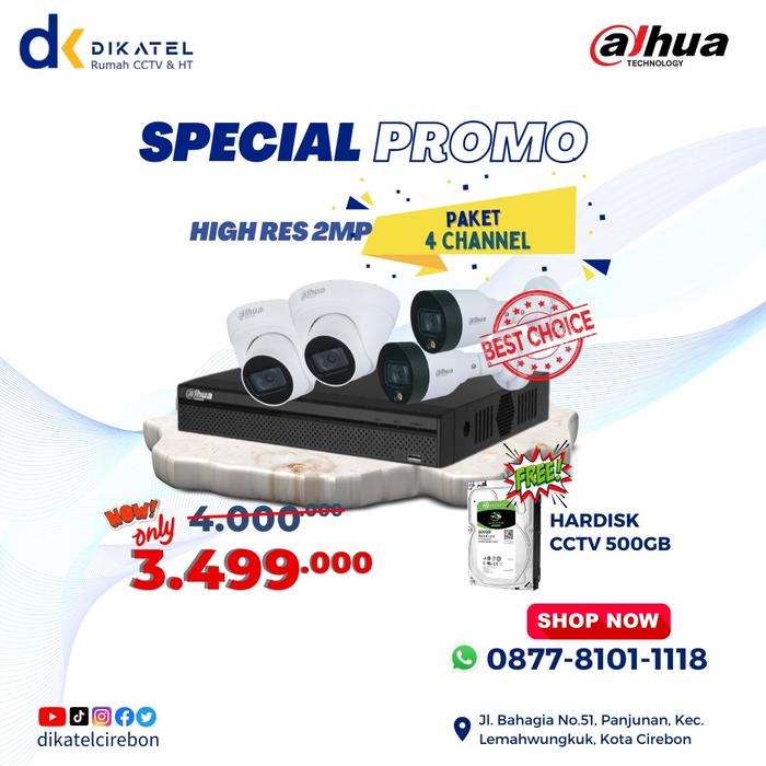 Gambar Paket CCTV 4Ch Dahua High Resolution 2MP Komplit Gratis Pasang dari Dikatelcirebon undefined Tokopedia