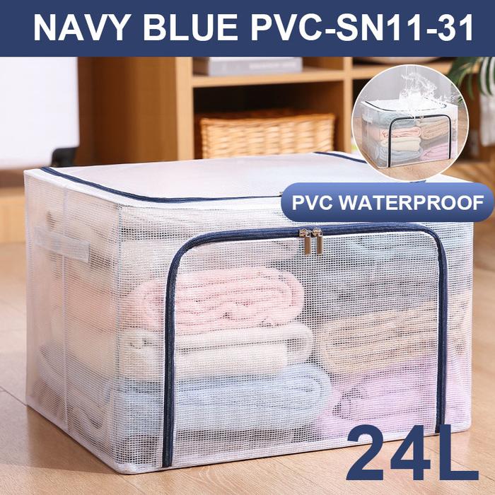 Gambar Lipat kotak penyimpanan pakaian serbaguna mainan box - NA BLUE-PVC24L dari alat serba unik undefined Tokopedia