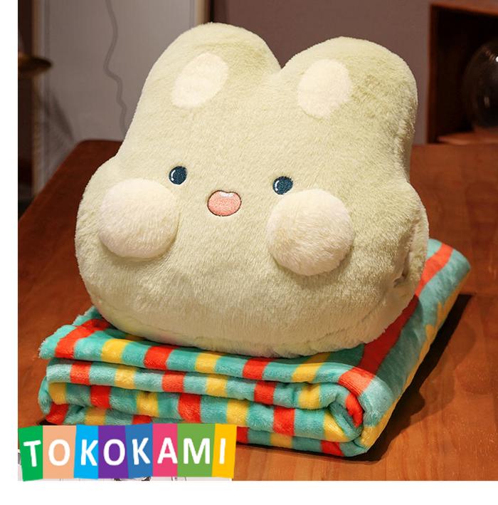 Gambar Balmut Lucu Bantal Selimut Boneka Karakter Bunny Kelinci Pipi Pompom - Selimut Hijau dari Tokobalmut undefined Tokopedia