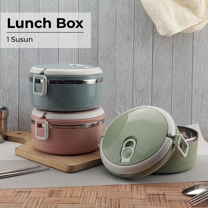 Gambar Rantang lunch box 1 susun polos lucu elegan tempat bekel makanan - Abu-abu dari Bandung Stainless Steel undefined Tokopedia