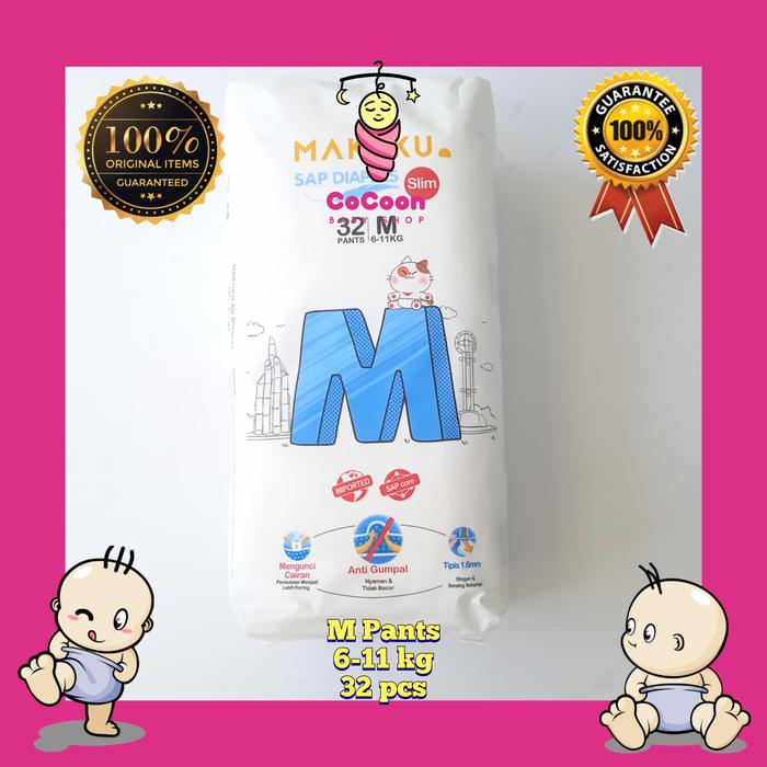 Gambar Popok Bayi Makuku Slim Air Diaper Pants M32 M 32 Tipe Celana dari cocoonbabyshop undefined Tokopedia