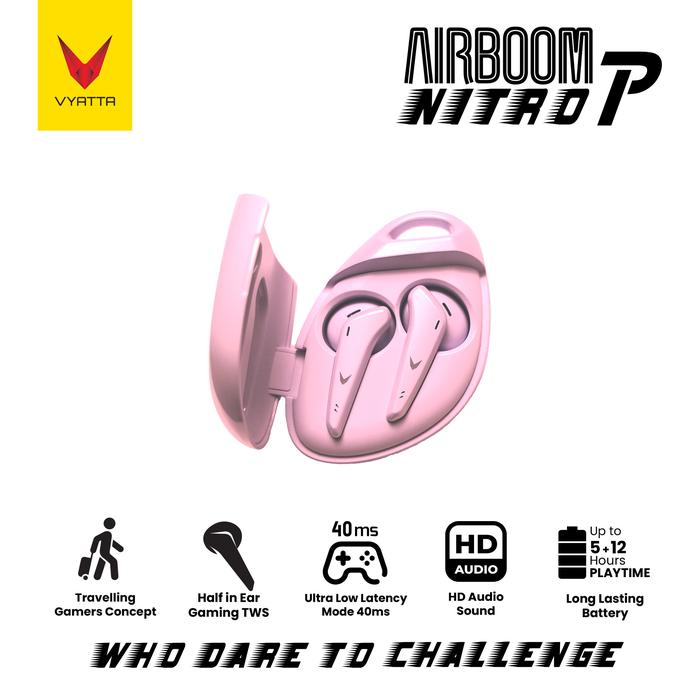 Gambar VYATTA Airboom Nitro P TWS Bluetooth Headset - Gaming Mode 40ms - Pink, Tanpa Charger dari VYATTA Indonesia undefined Tokopedia